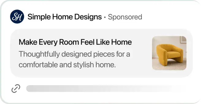 Sponsored ChatGPT ad card for Simple Home Designs