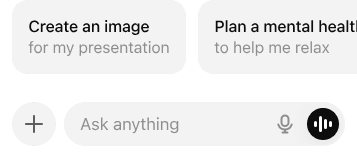 ChatGPT prompt suggestions and Ask anything input where ads can appear