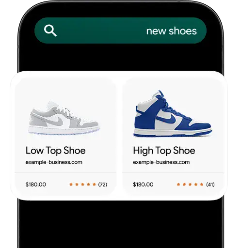 Mobile eCommerce shopping ads for new shoes with product cards
