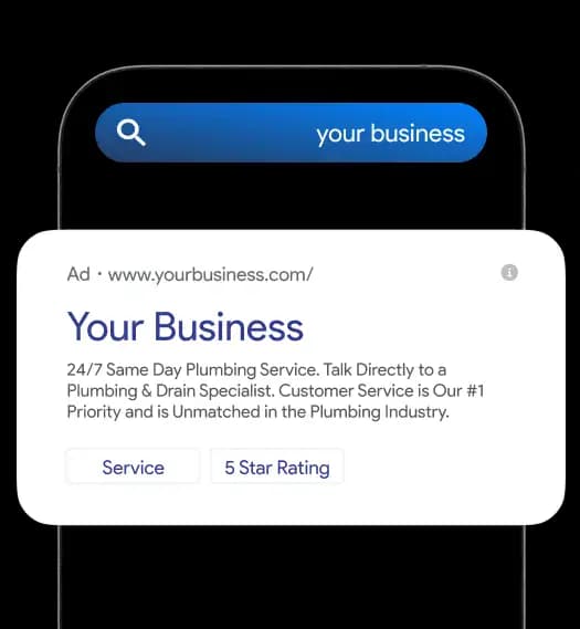 Mobile Google Search ad mockup with sitelinks