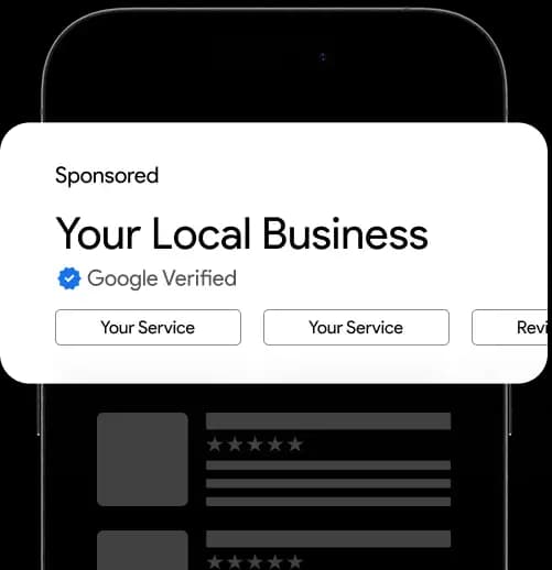 Google Local Services Ad mockup with Google Verified badge