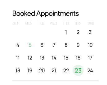 Booked appointments calendar with confirmed job dates