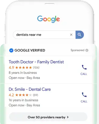 Mobile Google Local Services Ads for dentists near me