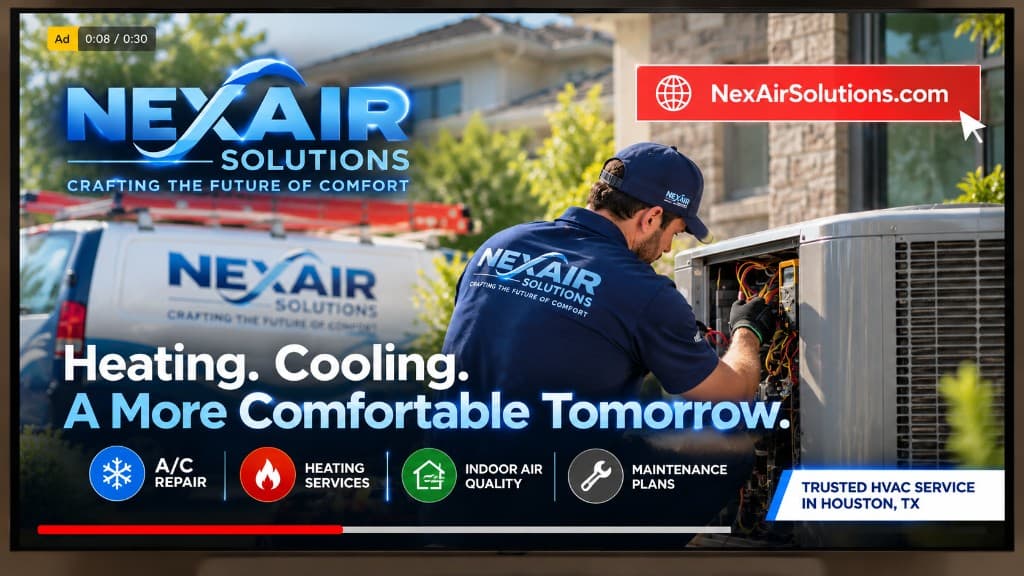 Custom branded streaming TV ad for a local HVAC company
