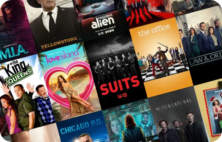 Collage of premium streaming TV shows and platforms