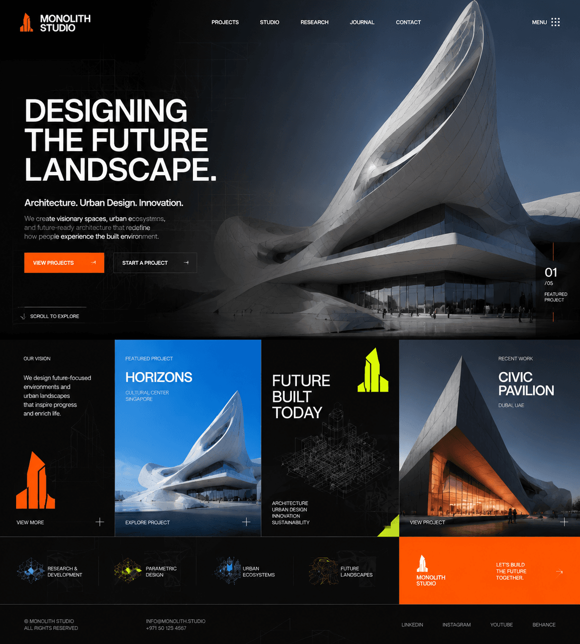 Architecture firm website concept: Monolith Studio