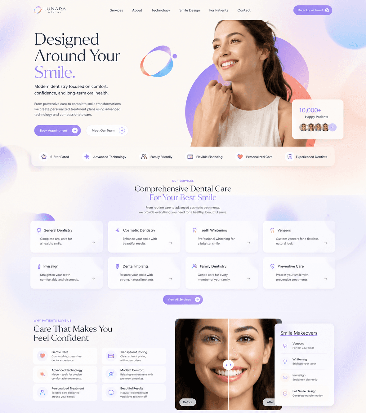 Dental website concept: Lunara Dental