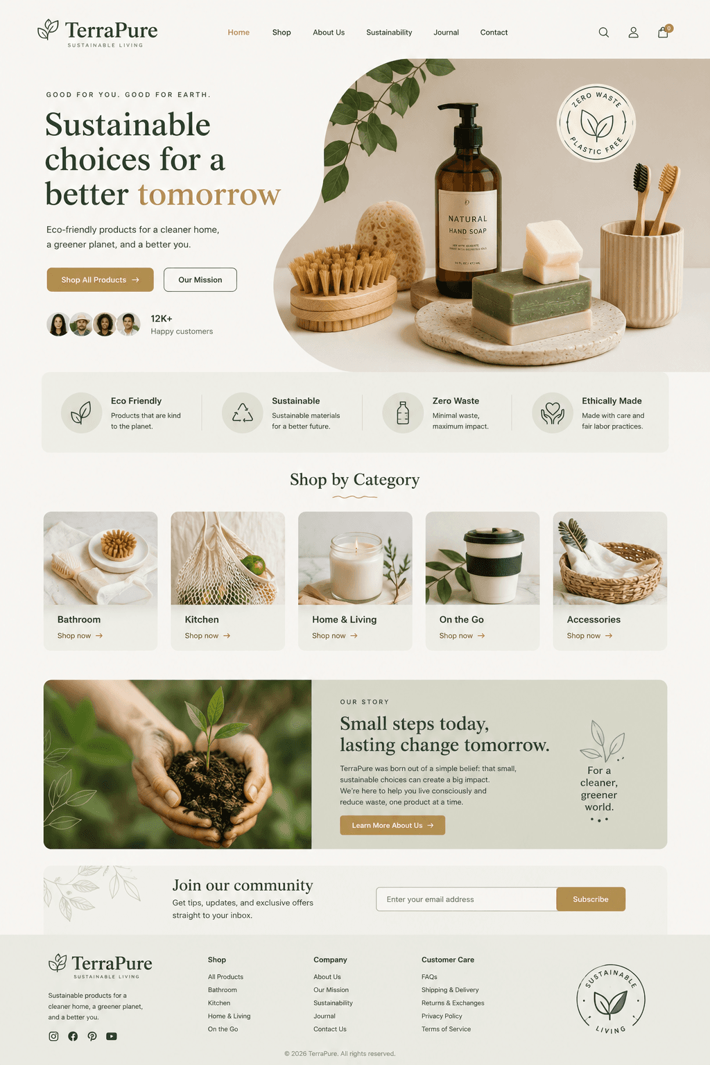 Eco goods website concept: TerraPure