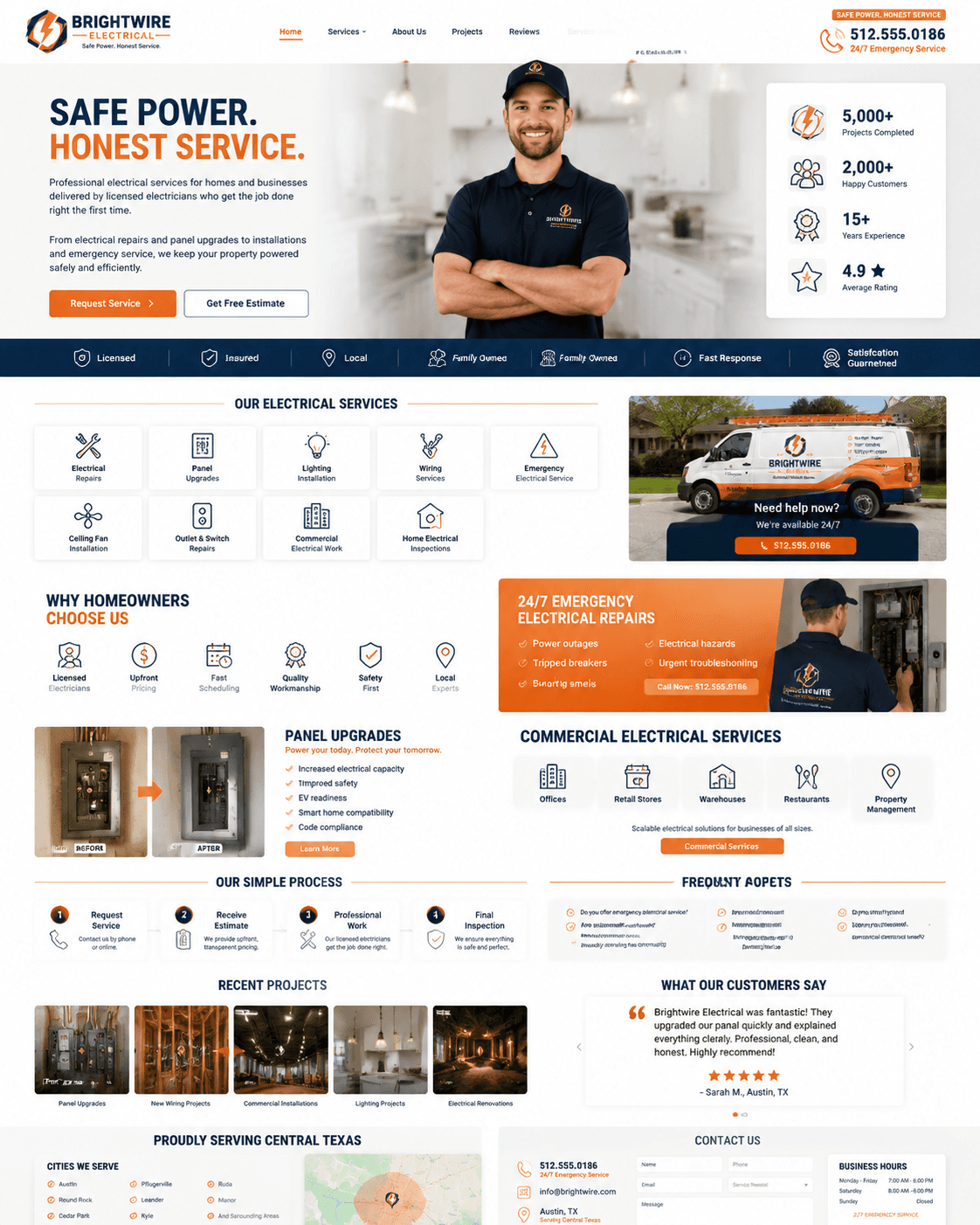 Electrical services website concept: BrightWire Electrical