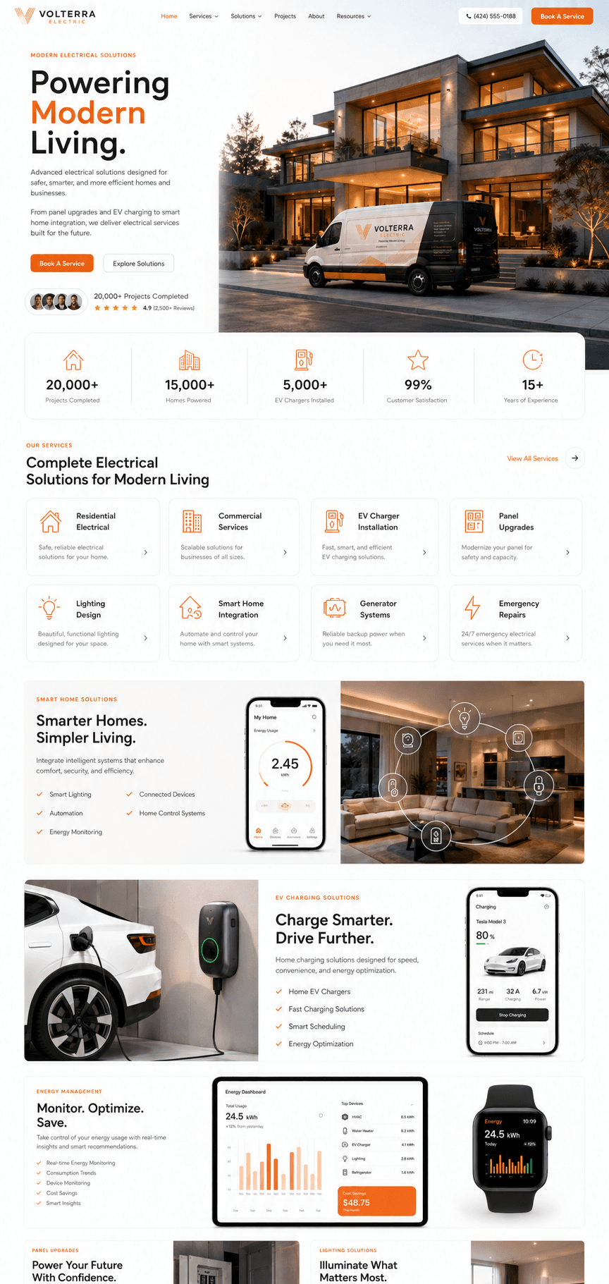 Electrician website concept: Volterra Electric