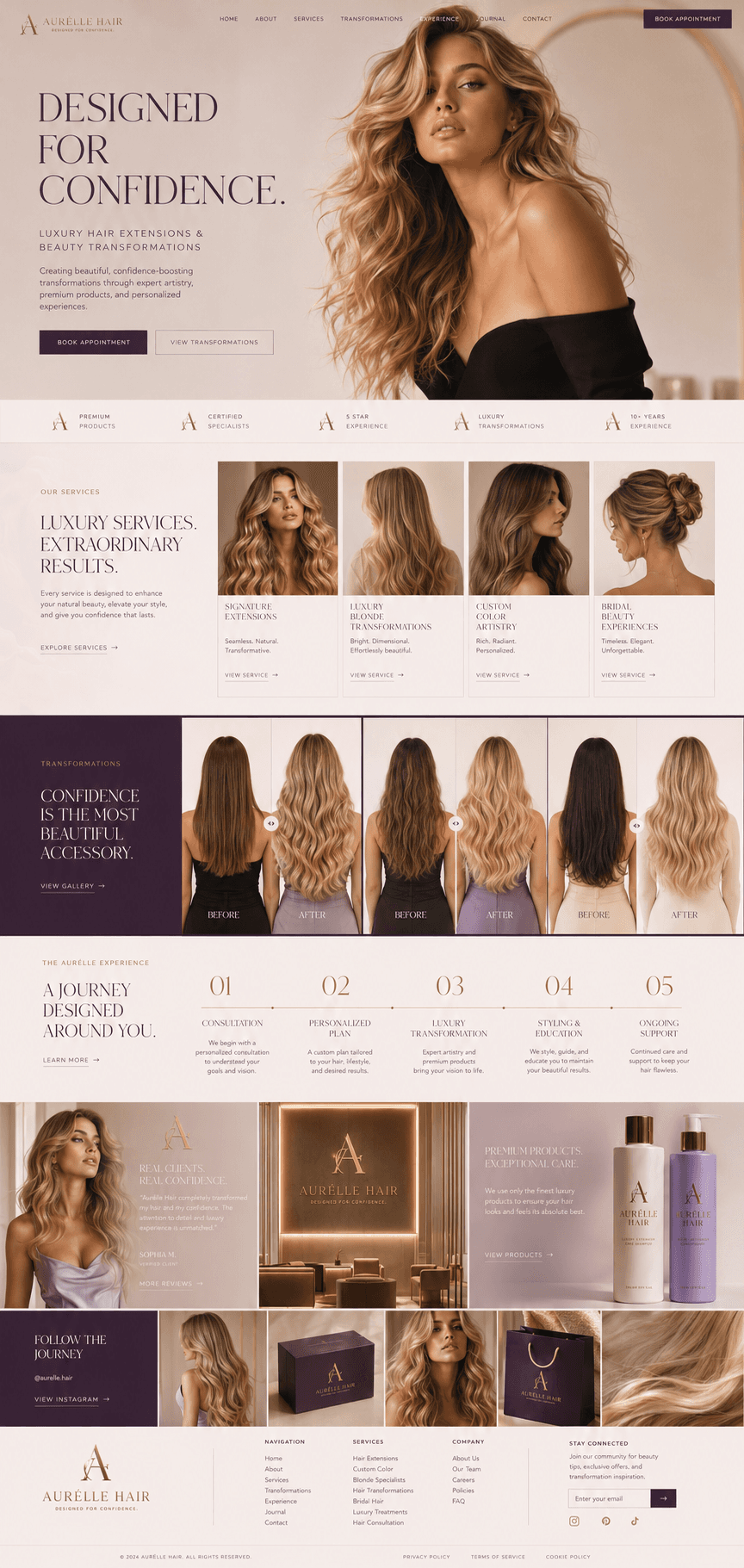 Hair salon website concept: Aurelle Hair
