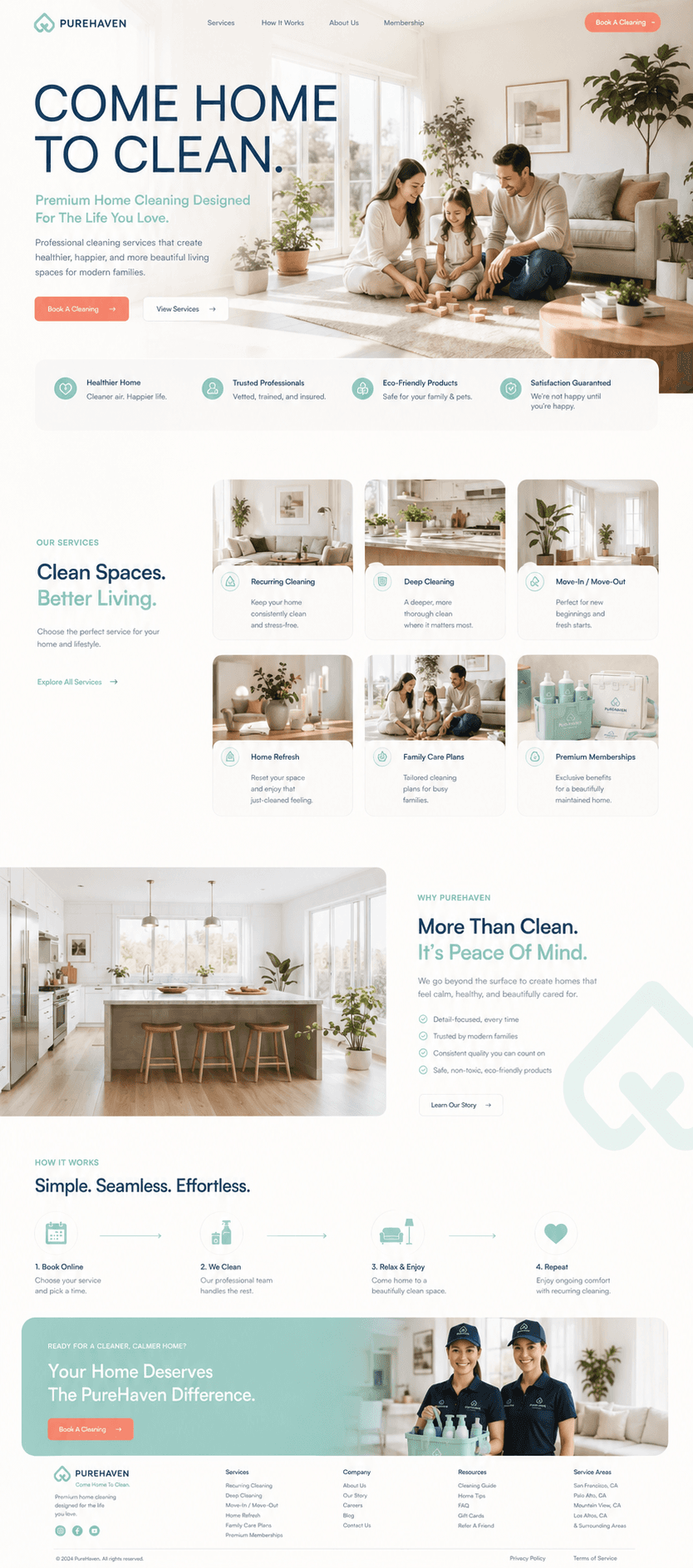 House cleaning website concept: PureHaven