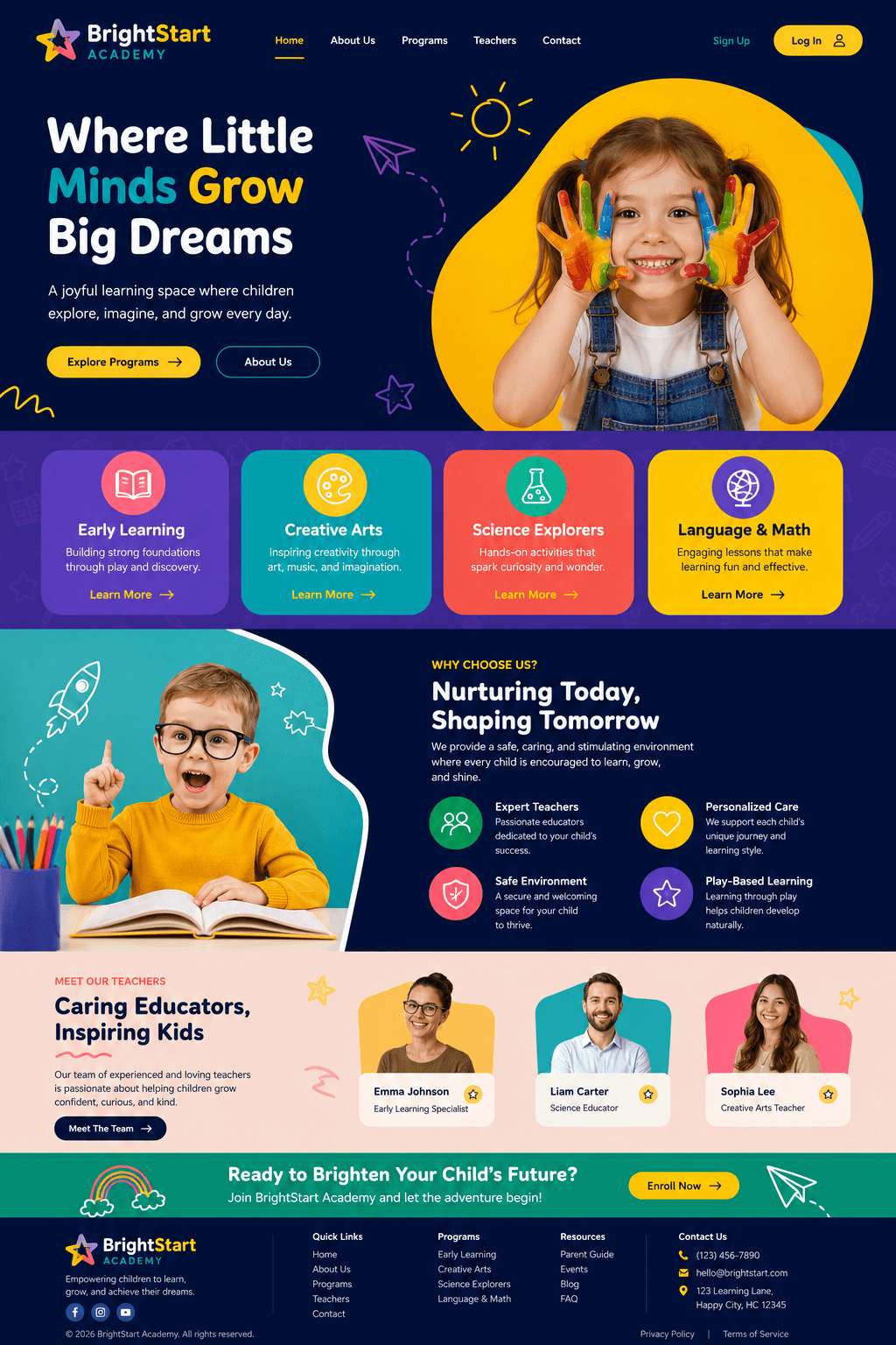 Kids school website concept: BrightStart Academy