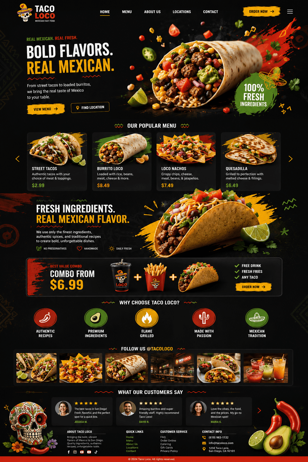 Mexican quick-serve website concept: Taco Loco