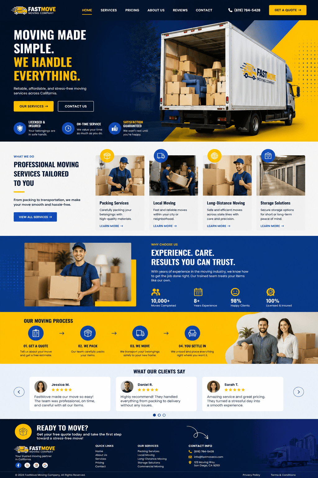 Moving company website concept: FastMove Moving