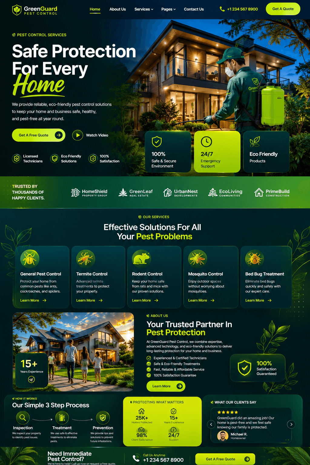 Pest control website concept: GreenGuard Pest Control