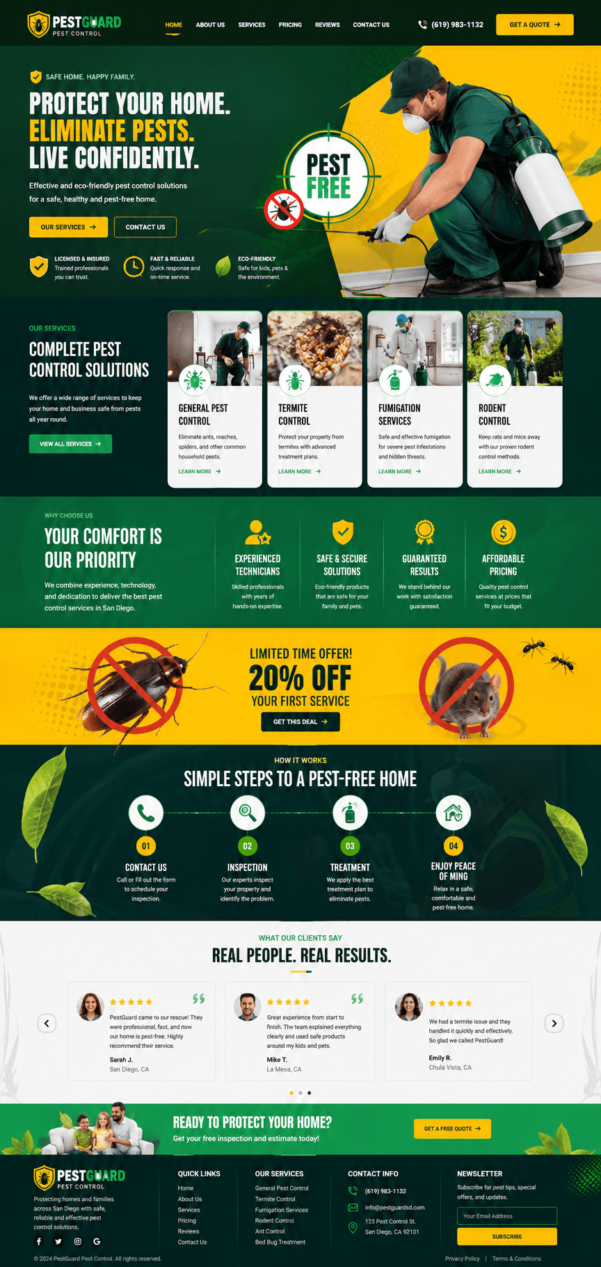 Pest control website concept: PestGuard Pest Control