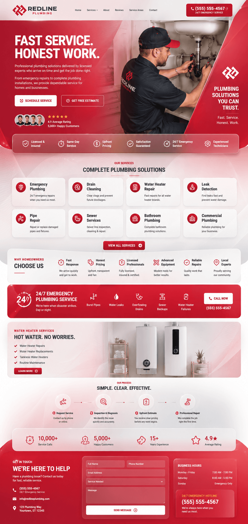 Plumbing services website concept: Redline Plumbing