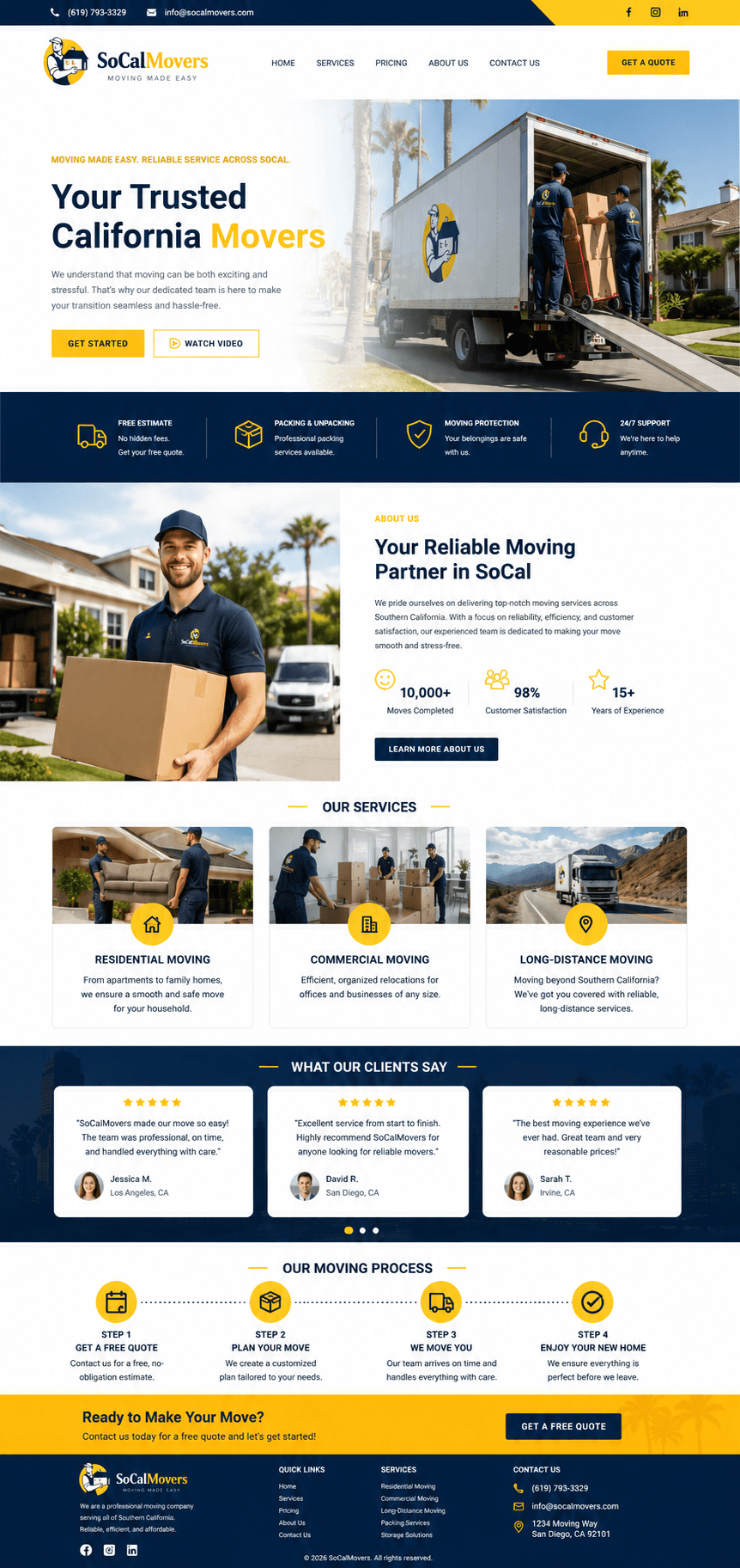 Moving company website concept: SoCal Movers