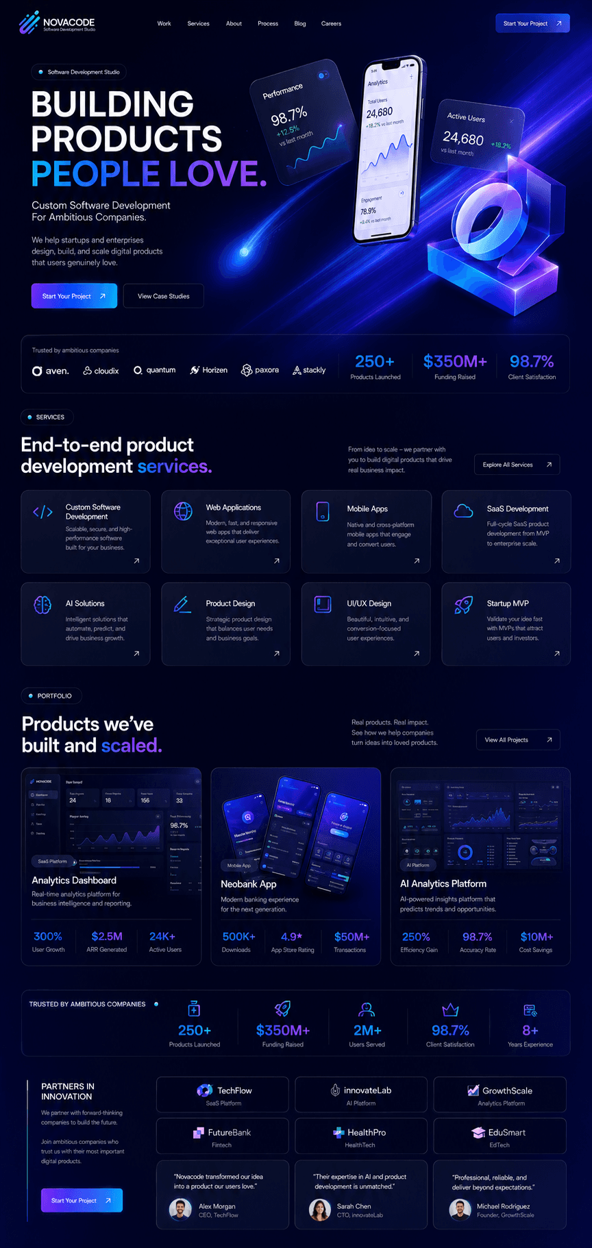 Software studio website concept: Novacode