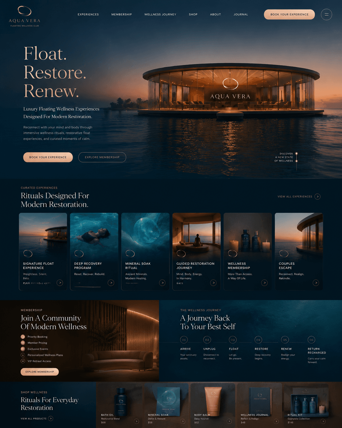 Spa website concept: Aqua Vera