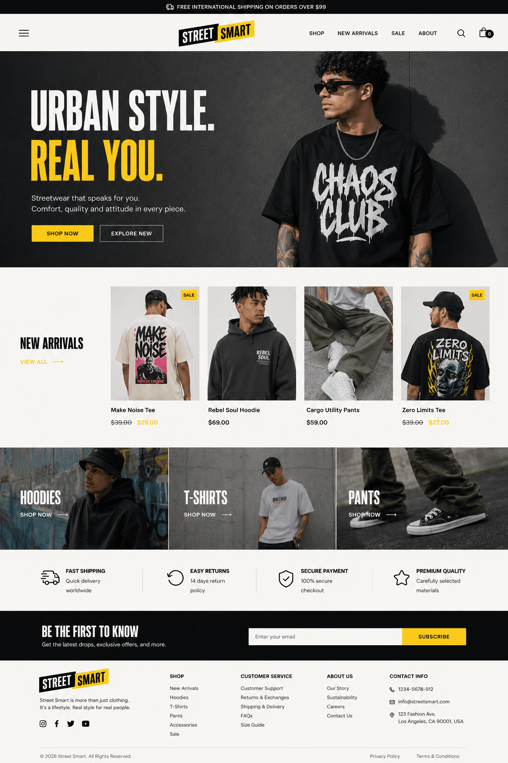 Streetwear brand website concept: Street Smart
