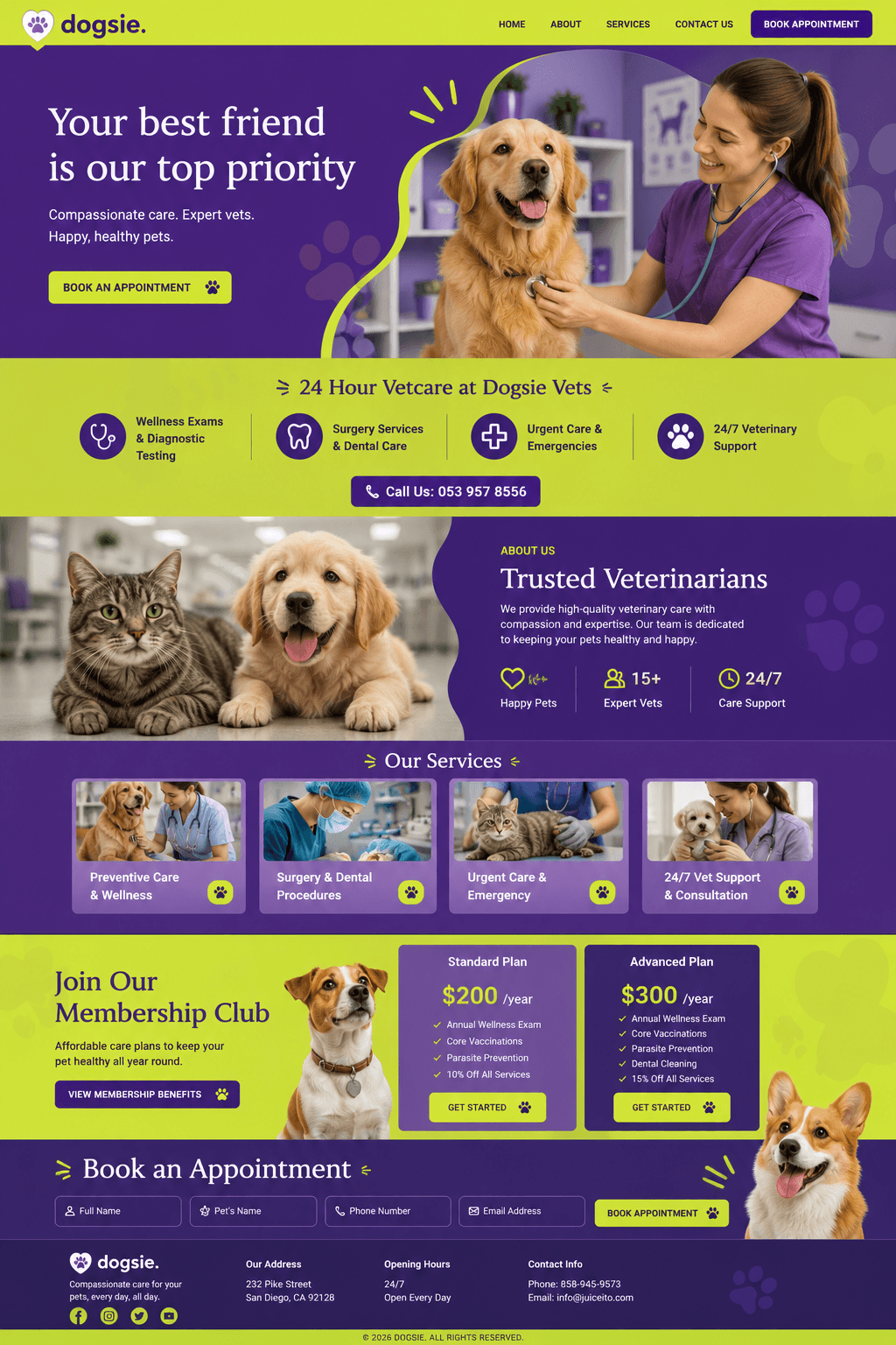 Veterinary center website concept: Dogsie