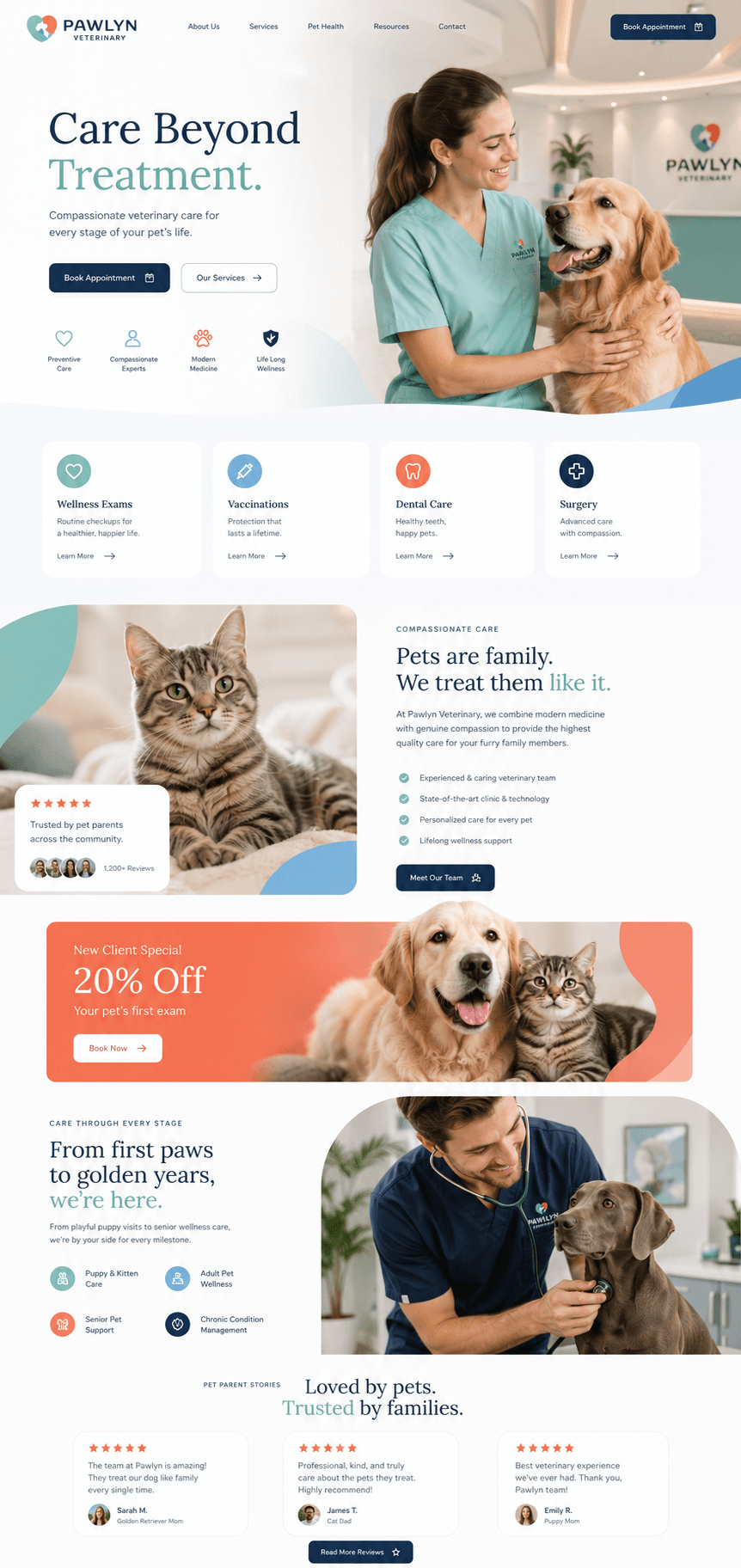 Veterinary clinic website concept: Pawlyn Veterinary