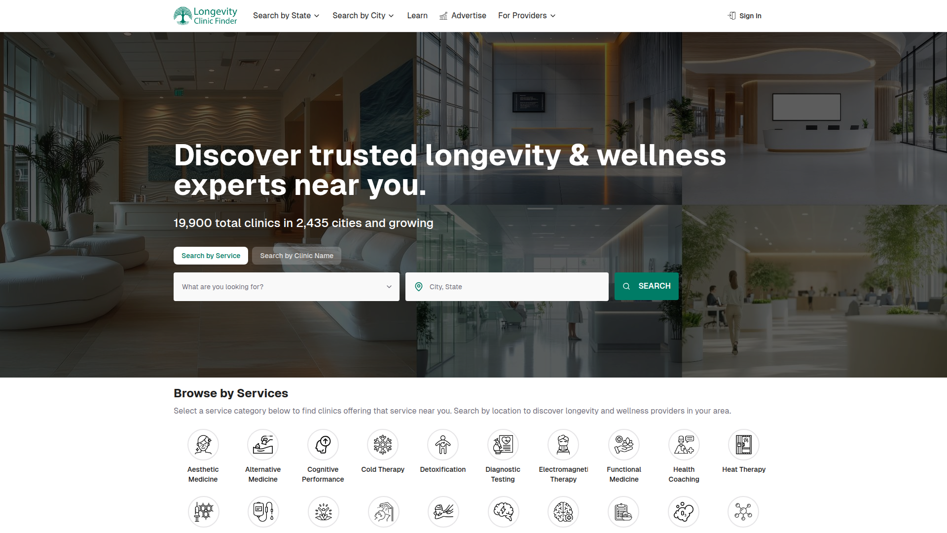 SMBPulse portfolio project - longevityclinicfinder project